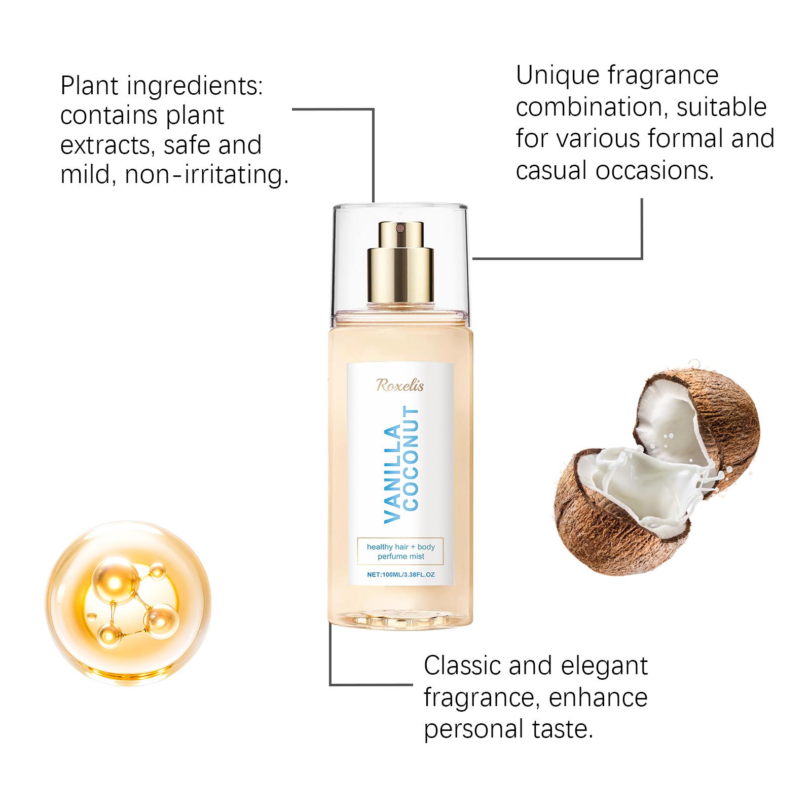 Vanilla Coconut Body Perfume Spray, Long-Lasting Scent, Unique Charm, Romantic Portable Fragrance, Ideal Daily Use, Perfect Gift, Body Hair Fragrance, Fragrance Sprays