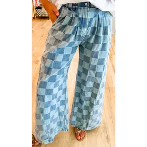 Checkered Denim Jean