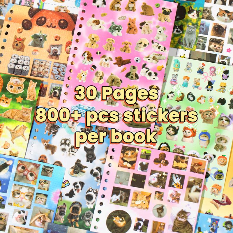 4 Styles Cat & Dog Sticker Books – 30 Sheets 800 Pcs Stickers per Style, Kawaii Aesthetic Stickers for Scrapbooking, Journaling, DIY Crafts & Planners | TikTokShopJumpstartSale