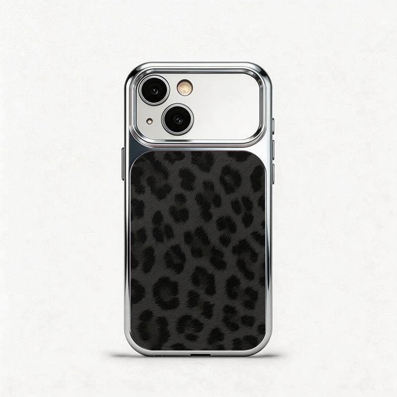 Glass Shockproof Electroplated Silver/Black Leopard Print iPhone 17ProMax Cover Precise Hole Alignment For Lens Frame 15ProMax Anti-yellow | 14ProMax Anti-fall | 13ProMax Ultra-thin Design 16ProMax AirPhoneCase