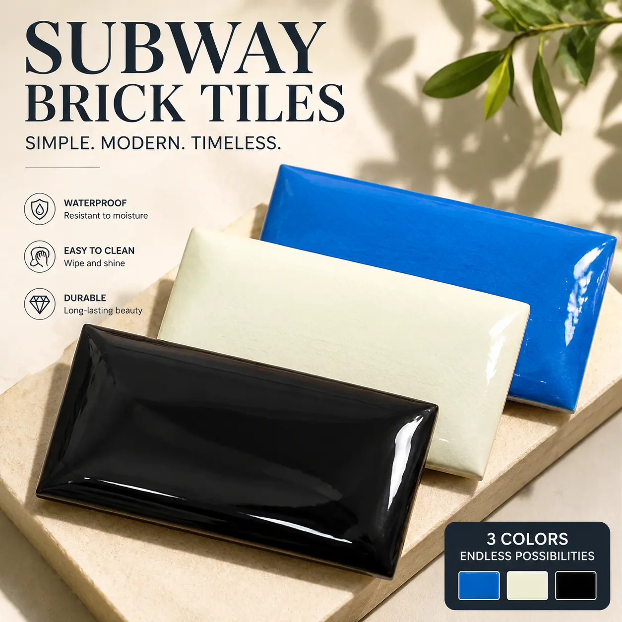 32‑Pack Bread Ceramic Wall Tiles | Gloss Crackle Glaze Waterproof for Kitchen Bathroom