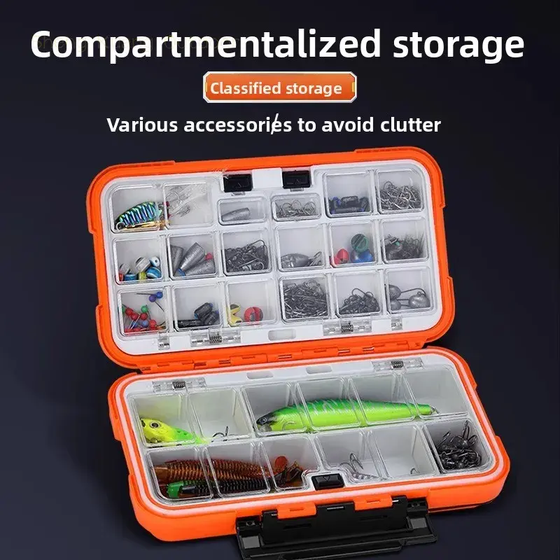 The Ultimate Portable System! Double-Sided Clear Lid Box with Secure Latches - Keep Your Fishing Lures, Jigs & Hooks Sorted Anywhere.