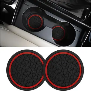 Humwam 2Pcs Vehicle Cup Holder Coasters, Anti-Slip Dust Resistant & Washable Design, Multi-Scenario for Auto, Home & Camping, Essential Car Interior Accessories
