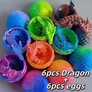 12pcs 3D Printed Dragon and Egg Sculptures, Vibrant Plastic Collectible Figurines for Holidays, Ideal for Home & Car Decor, Perfect Gifts,Boys & Men gifts