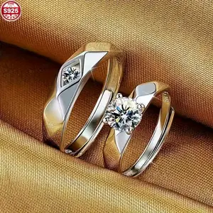 2pcs 925 Silver Couple Rings - Fashion Matching Set for Men and Women