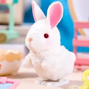 Cute Jumping White Rabbit Toy Plush Little Kangaroo Doll Stuffed Animal Birthday Gift Adorable Bunny for Kids mr hungry  easter  bunny