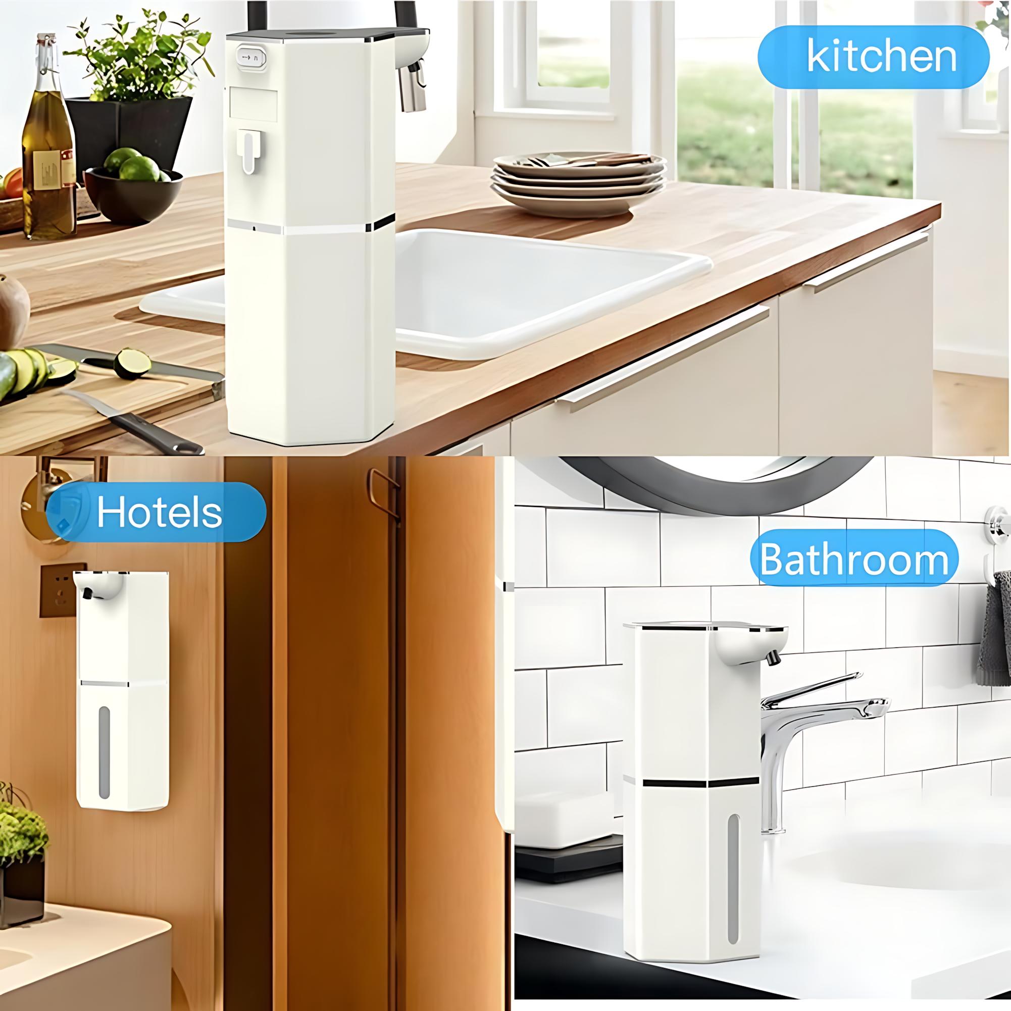 USB Rechargeable Automatic Soap Dispenser – Smart Touchless Liquid Soap Dispenser with Adjustable Foam Levels, IPX5 Waterproof Wall Mounted Soap Dispenser for Home Bathroom Kitchen