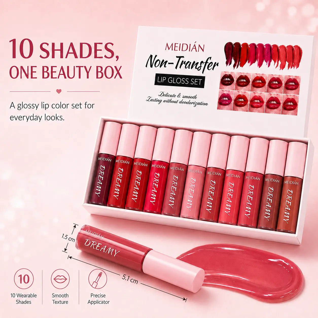 Limited Edition 10-Piece Color Stick Lipstick & Lip Gloss Set - 7 Unique Daily Shades, Non-Sticky Matte-Velvet Lip Oil, Color Correction, All Skin Types, Travel-Friendly On-the-Go Makeup Kit