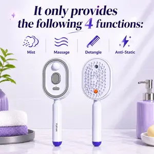 Electric Spray Air Cushion Massage Comb with Self-Cleaning, Anti-Tangle, Anti-Static, Volumizing Functions and Essential Oil Mist Aromatherapy Hair Care