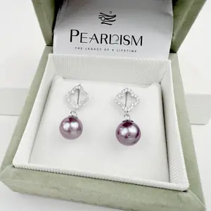 【Live】PEARLISM Luxury Dainty Edison Pearl Earrings | 7.5-8.5mm Round, Silver-Plated Clover CZ-AFEE012