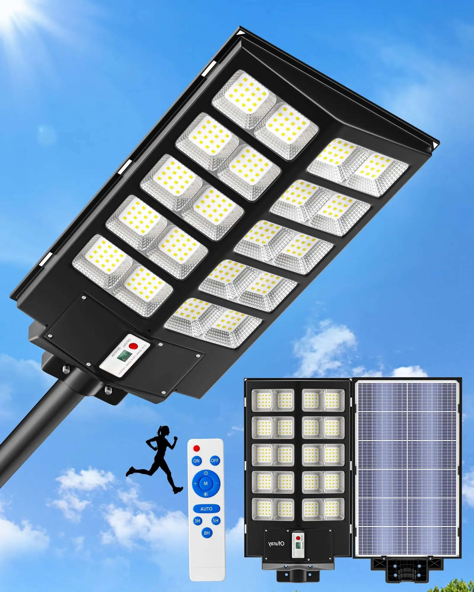 4200W Solar Street Lights Outdoor Waterproof 450000 Lumens Dusk to Dawn Solar Flood Lights Outdoor Motion Sensor, LED Solar Lights with Remote Control