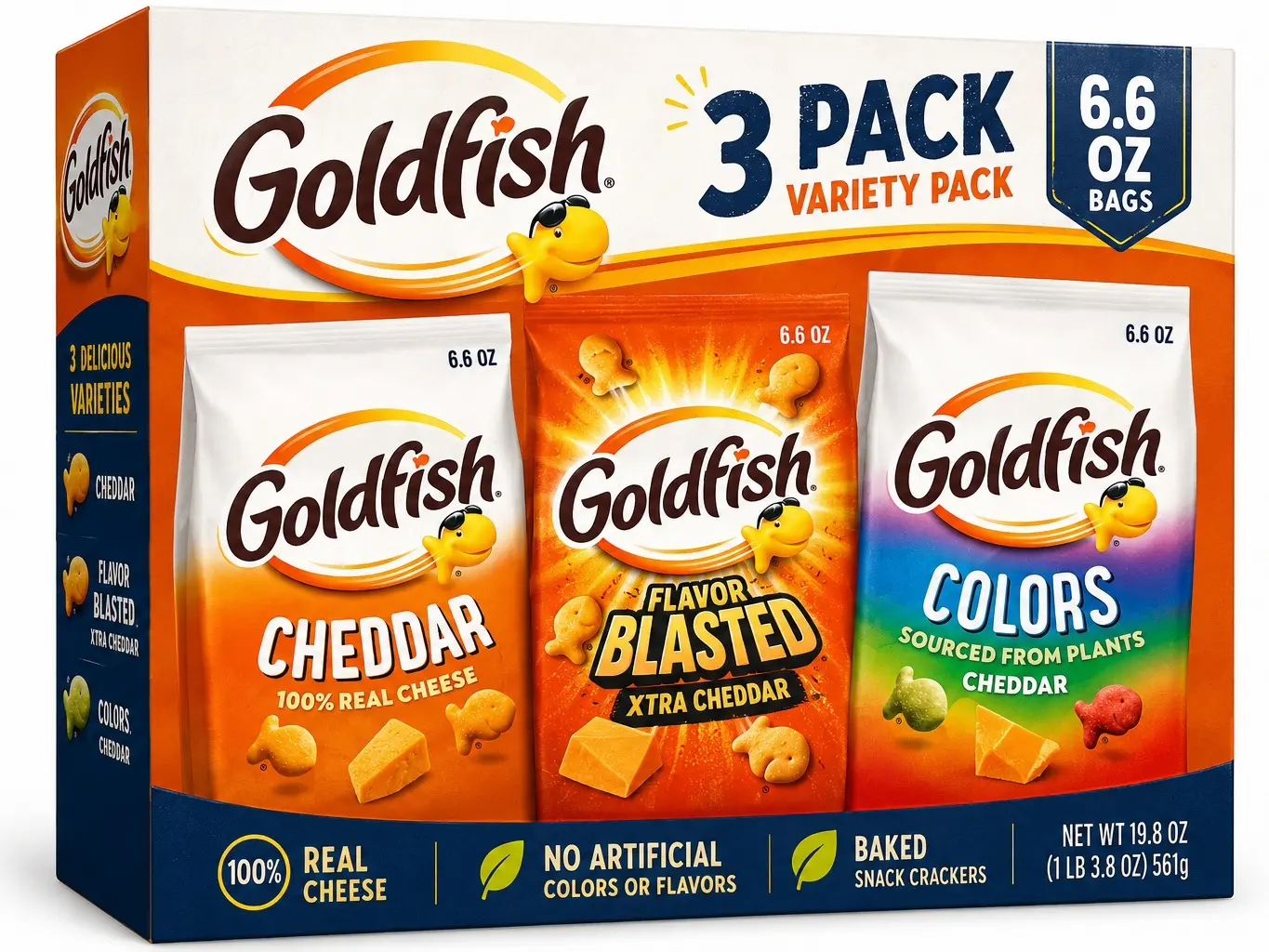 Crunchy Cheese Cracker Variety Pack – 3 Flavor Assortment, 6.6 oz Bags Each
