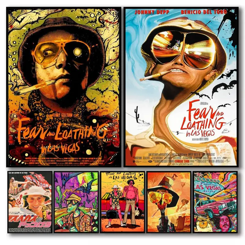 Fear Loathing Las Vegas Poster Waterproof HD Wall Sticker | Self-Adhesive Decorative Art Poster | Fade-Resistant Scratch-Proof for Long-Term Use | Easy to Apply and Clean | for Home Office Bedroom Living Room Kitchen Decor | Gift Idea