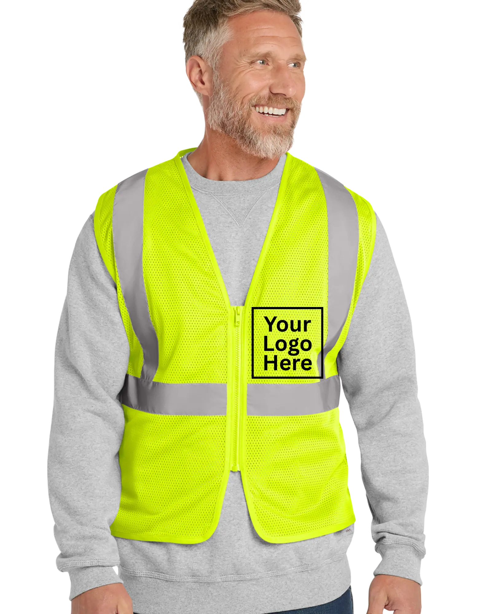 Custom CornerStone® ANSI 107 Class 2 Economy Mesh Zippered Safety Vest | High-Visibility Reflective Vest with Company Logo