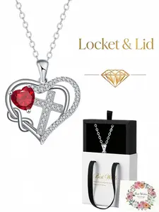 Sacred Heart Ruby Cross Necklace Luxury heart-shaped cross sweater necklace with premium gemstones for women.With delicate drawer-style jewelry box.Ideal gift for birthdays, Mother’s Day, Valentine’s Day, Christmas and anniversaries.