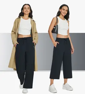 BALEAF Women's 21" or 30" Wide Leg Pants Capris & Full Length Athletic Casual with Pockets Drawstring Quick Dry Walking Workout UPF50+ Relaxation pants