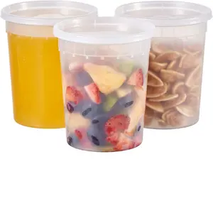 32oz Plastic Deli Containers, 24 Sets - Leakproof, Stackable, BPA Free, Microwavable, Freezer Safe