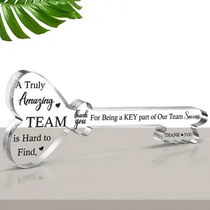 Acrylic Boss Day Gift Key Shape Office Leader Present Thank You Fun Work Desk Nameplate Suitable for Retirement Employee Mentor Birthday Christmas Acrylic Plaque Leadership Acrylic Plaque Sign