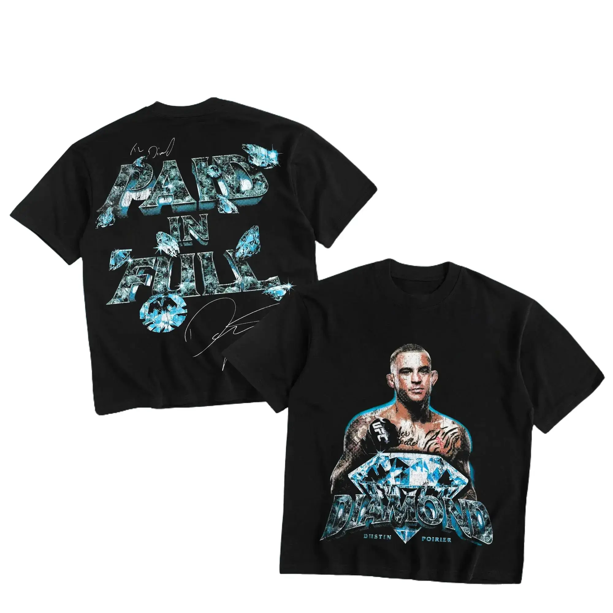 Dustin Poirier Diamond "PAID IN FULL" UFC 318 Heavy Cotton T-shirt Dustin Poirier Farewell Tour 2025, Dustin Poirier Retired Shirt, MMA Fight Night Shirt Fan Apparel Pump Cover Poirier vs Holloway 3 Direct-to-garment Printing