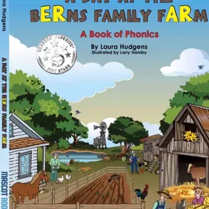 Phonics Book Hard Cover.  With a cute family, farm story,  phonics and colorful illustrations, this amazing book is great for any young reader.  Come  along with the Berns as they have a full day of excitement.