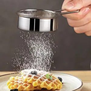 Stainless Steel Flour Sifter, 1 Count Kitchen Sieve For Flour, Sugar, Spice, Flour Strainer Mini Small Flour Strainer Drainer for Baking, Powder, Sugar and Coffee Pastas Tea Strainer, Kitchen Gadgets 2025 Utensils Bakeware