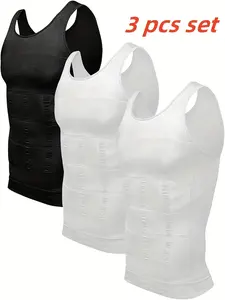 1/2/3/4PCS Men's Tummy Control Compression Shirts Gynecomastia Shapewear Seamless Moobs Undershirt Body Shaper Vest Seamless