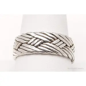 Vintage Weave Rope Braid Sterling Silver Band Ring - Size 11