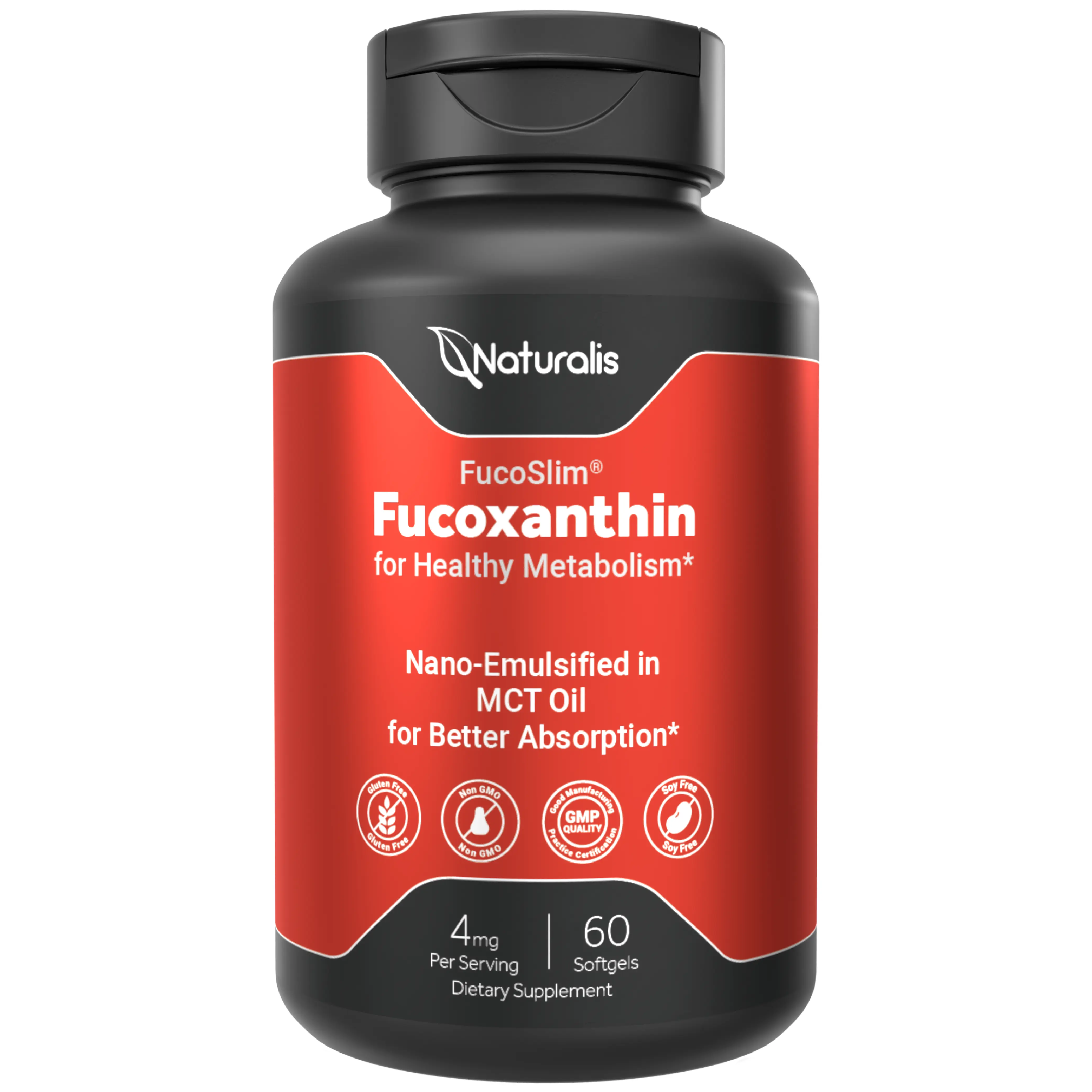 Naturalis New Zealand Fucoxanthin (4mg) | Clinically Studied Dosage for Weight Loss | Non-GMO, Soy & Gluten Free