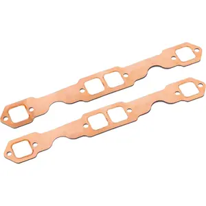 Reusable 2PCS Copper Header Collector Exhaust Gaskets Replacement for SB Chevy 327 305 350 383 Square Port SB Block Hugger Headers