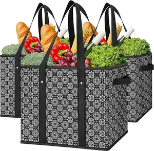 Reusable Grocery Bags,Large Grocery Tote Bag Water Resistant Shopping Bags Foldable Grocery Bag for Clothes,Shoes and Picnic,Red