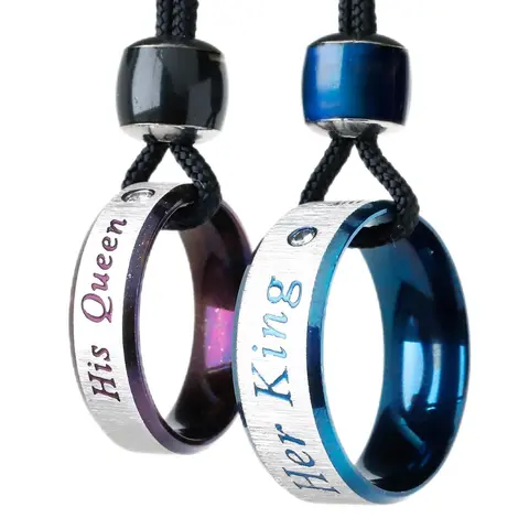 Couple's Rings Design Adjustable Pendant Necklace, Unisex Fashionable Trendy & Exquisite Jewelry for Party, Daily Decor for Birthday Gift Necklace Set, Couples Necklace, Fashionable Accessory