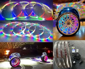 17.5" x4PCS Wheel Lights for Truck CHASING Quad Row LEDs Brightest APP + Remote
