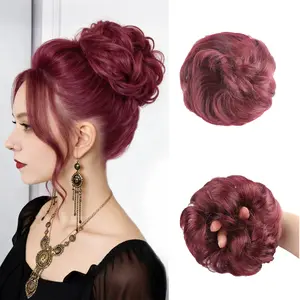 99J Messy Bun Hair Piece - Wavy Synthetic Chignon Scrunchies Elastic Ponytail Hair Extensions curly Thick Hairpieces for Women Daily Use