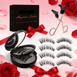 Magnetic false eyelashes/1 clip, 3D false eyelash set with clip | No glue required, reusable and waterproof | Natural cat-eye effect, easy to apply, no crease needed - perfect Valentine's Day gift, party favor, and everyday outfit.