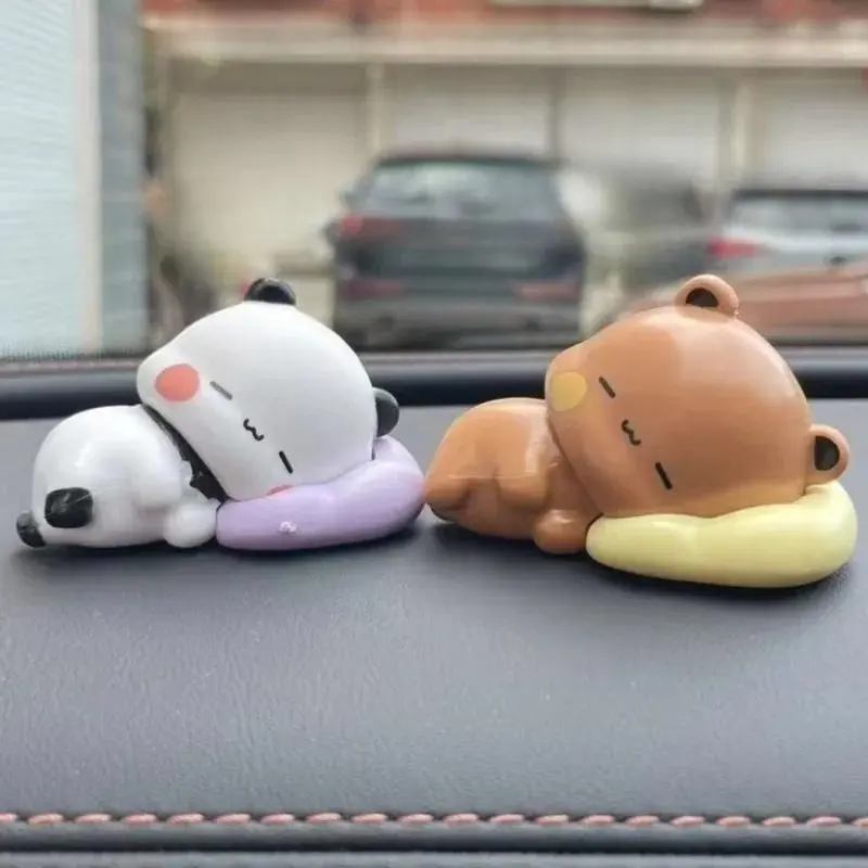 2PC Cute Bubu Dudu Panda Bear Figure Toy Collectible Anime Accessories Kawaii Bear Doll Ornament Home Decor Birthday Christmas Gift