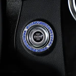 Artificial Rhinestone Decor Car Start Button Decoration Ring, Car Engine Start Stop Switch Button Decorative Cover, Auto Interior Decoration, Car Accessories