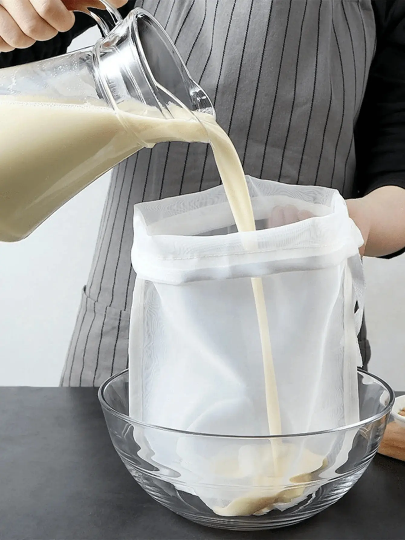 Reusable Ultra Fine Mesh Nut Milk Bag, Food Grade Nylon Filter Strainer for Almond Milk Soy Milk Cold Brew Coffee Juice Yogurt Cheese, BPA-Free Washable Kitchen Straining Tool Practical Gift