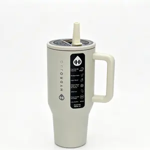 HydroJug Traveler 40 oz Cream Portable Stylish Water Flask - Insulated Stainless Steel, Leak-Resistant, with Handle & Flip Straw, Rubber Base, Cup Holder-Friendly - Reusable Tumbler Gift for Women & Men