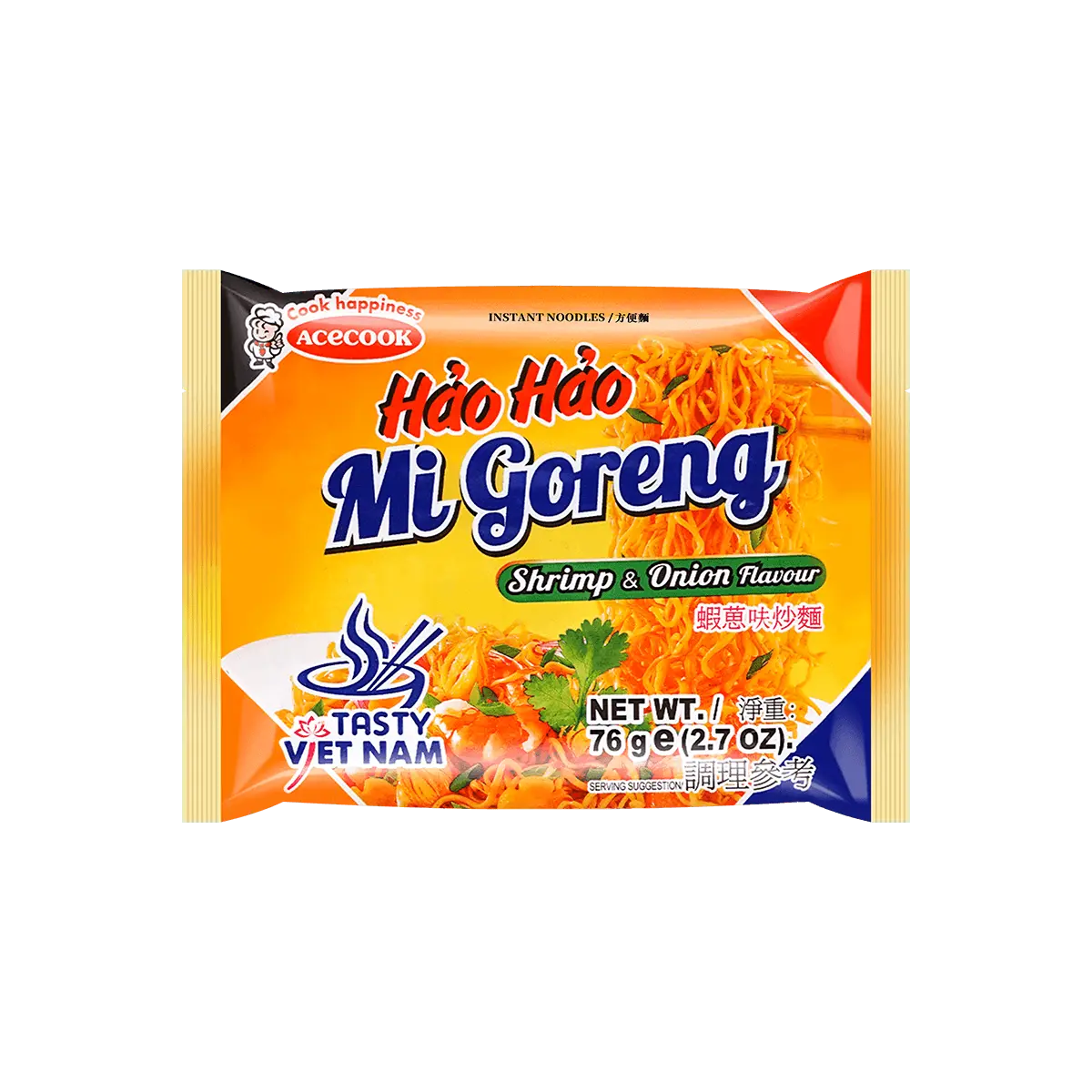 Acecook Vietnam Hao Hao Shrimp Onion Flavor Instant Noodles - 77g Bag, Authentic Vietnamese Pho Style Acecook Vietnam Hao Hao Shrimp Onion Flavor Instant Noodles - 77g Bag, Authentic Vietnamese Pho Style