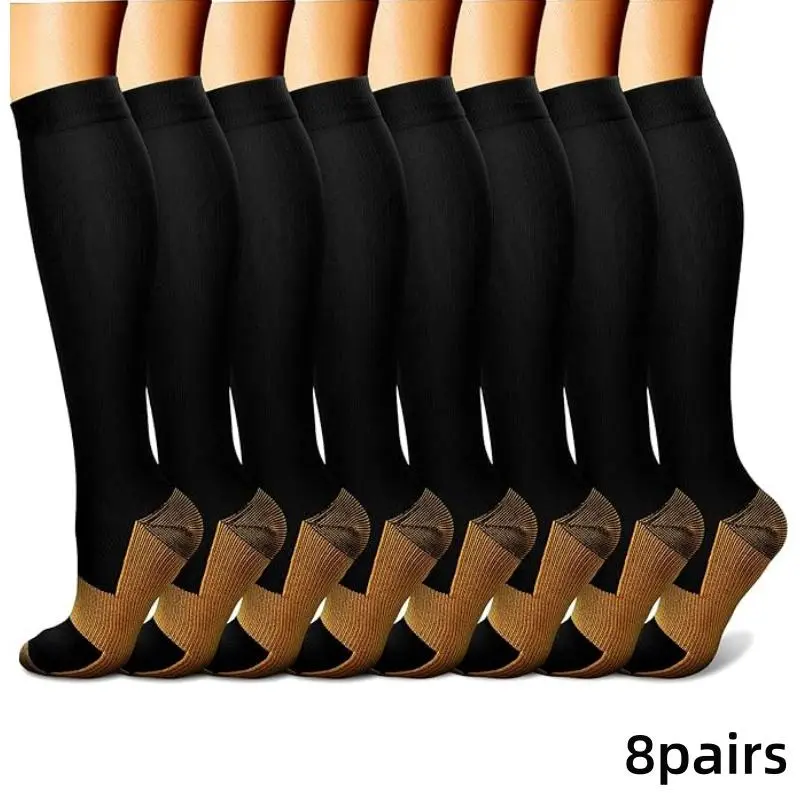 Unisex's Blood Circulation Compression Socks, 8 Pairs Athletic Tight Active Socks Sports Running & Hiking Socks, Sports & Outdoor Accessories, Sports Fit Socks