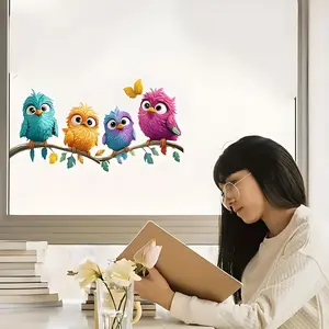 Cute Colorful Bird Wall Sticker Set, Flat Sticker Type, Ornaments, Decorative Stickers, Decorative Window Decals for Home & Office, Fun Animal Art for Kids' Rooms, Unique Bird Theme, Easy Peel-And-Stick Design