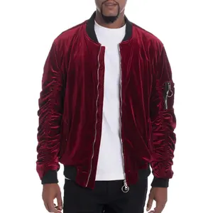 Velour Bomber Jacket w Scrunched Sleeve - (4 Variants)
