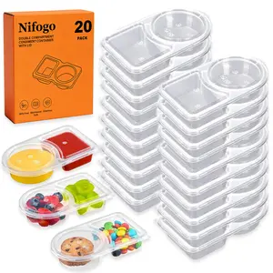 20/40 Pack Reusable Snack Containers, Double Grid Leakproof Snackle Box, BPA-Free Portion Control Lunch Accessories for Kids Adults Meal Prep