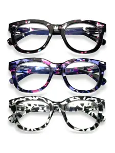 COJWIS 3 Pack Oprah Style Reading Glasses Blue Light Blocking Computer Readers Fashion Quality with Spring Hinge Eyeglasses for Men and Women bluelight