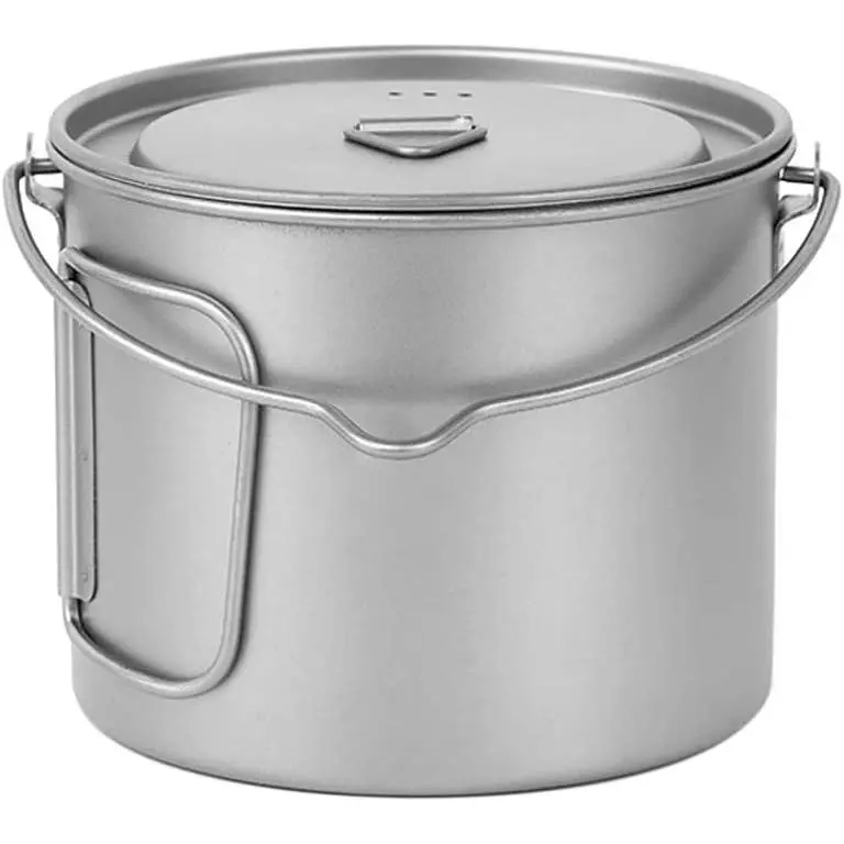 1100ml/2800ml Titanium Pot Ultralight Portable Hanging Pot with Lid and Foldable Handle Outdoor Camping Hiking Backpacking