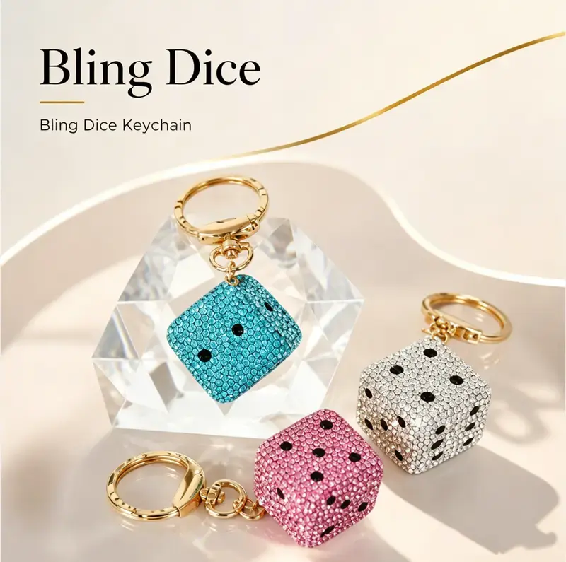 1 pcs Unique Dice Shape Keychain Gift for Graduation & Back-To-School, Casual Style Car Key Chain & Phone Strap for Women & Kids