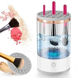 Electric Makeup Brush Cleaner Machine, Cosmetic Brush Cleaner with Makeup Brush Cleaner Mat, Auto Spinning Makeup Brush Cleaning Tool Fits for All Size Makeup Brush, Beauty Tool Gifts for Women Travel