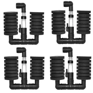 Name 4 PCS Bio Sponge Filter XY-2831 for Betta Fry Shrimp Double Head Aquarium Efficient Filtration High-Quality Hydrophilic Material Suitable for Breeding and Spawning