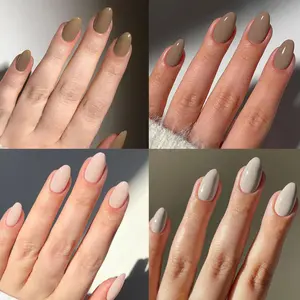 96pcs Short Oval Glossy Nail Tips Set, Fall Winter Style Acrylic Nails with Storage Box, Perfect for Women and Girls