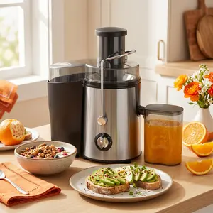 Centrifugal Juicer Machine, 600W Juice Extractor with 3" Wide Mouth Feed Chute for Fruits & Vegetables, Easy-to-Clean, Stainless Steel, BPA-Free